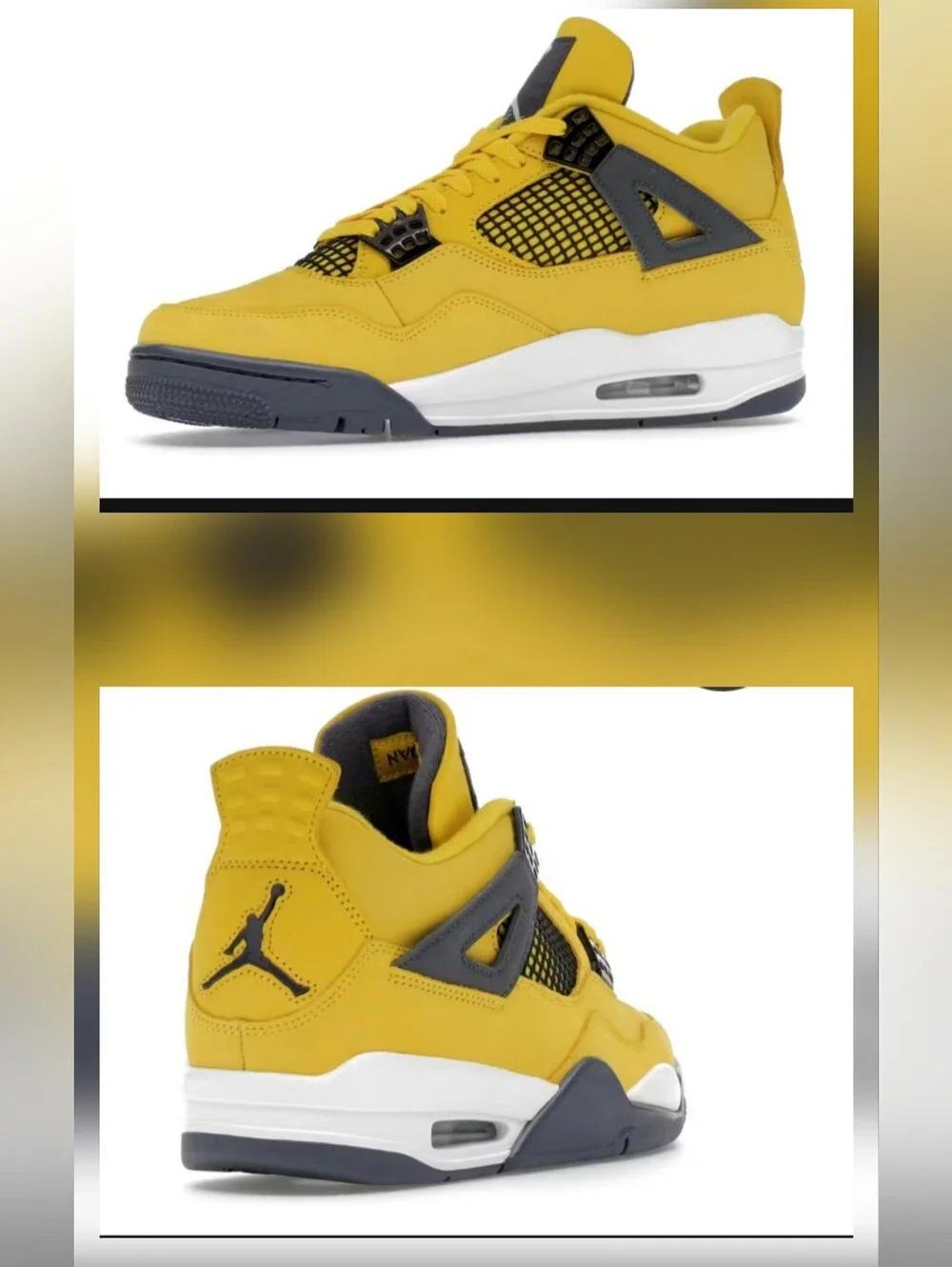 Air Jordan 4 Retro Lightning  Sneakers, size 6.5Y fits M6.5 W8